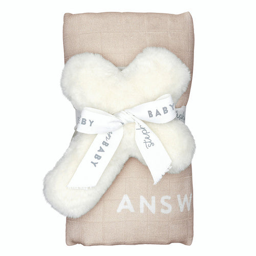 Answered Prayers Swaddle and Cross Rattle Plush
