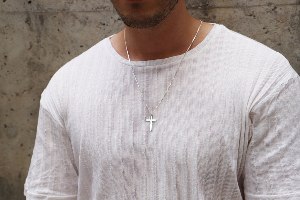Sterling Silver Men's Cross Necklace