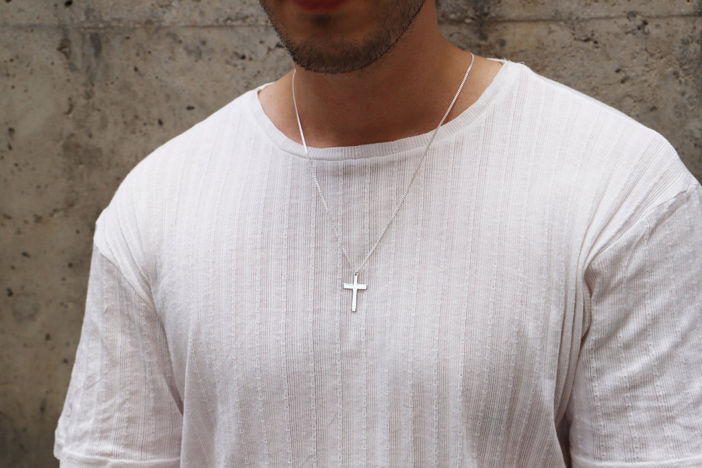 Sterling Silver Men's Cross Necklace
