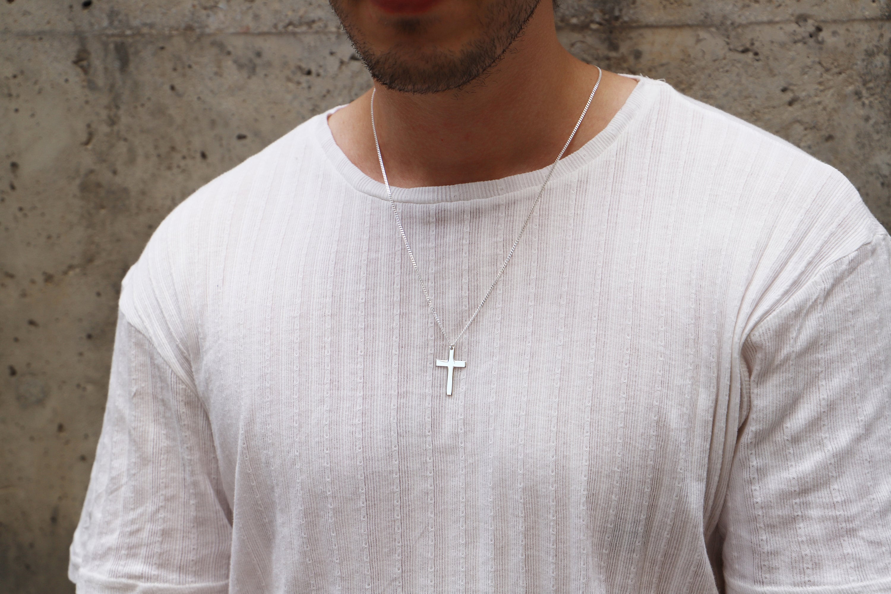 Sterling Silver Men's Cross Necklace
