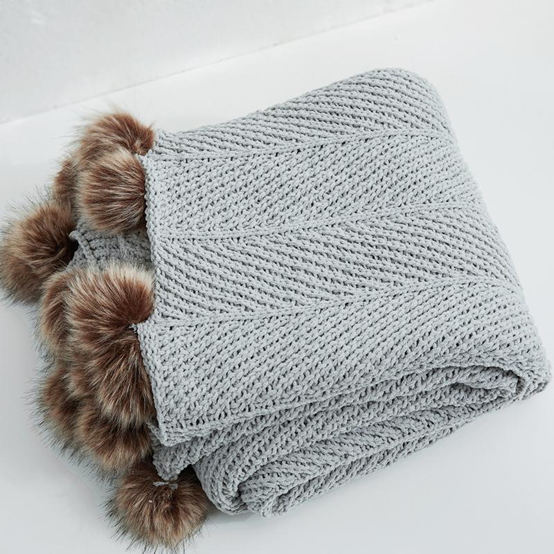 In the Stillness Chenille Throw with Pom Poms